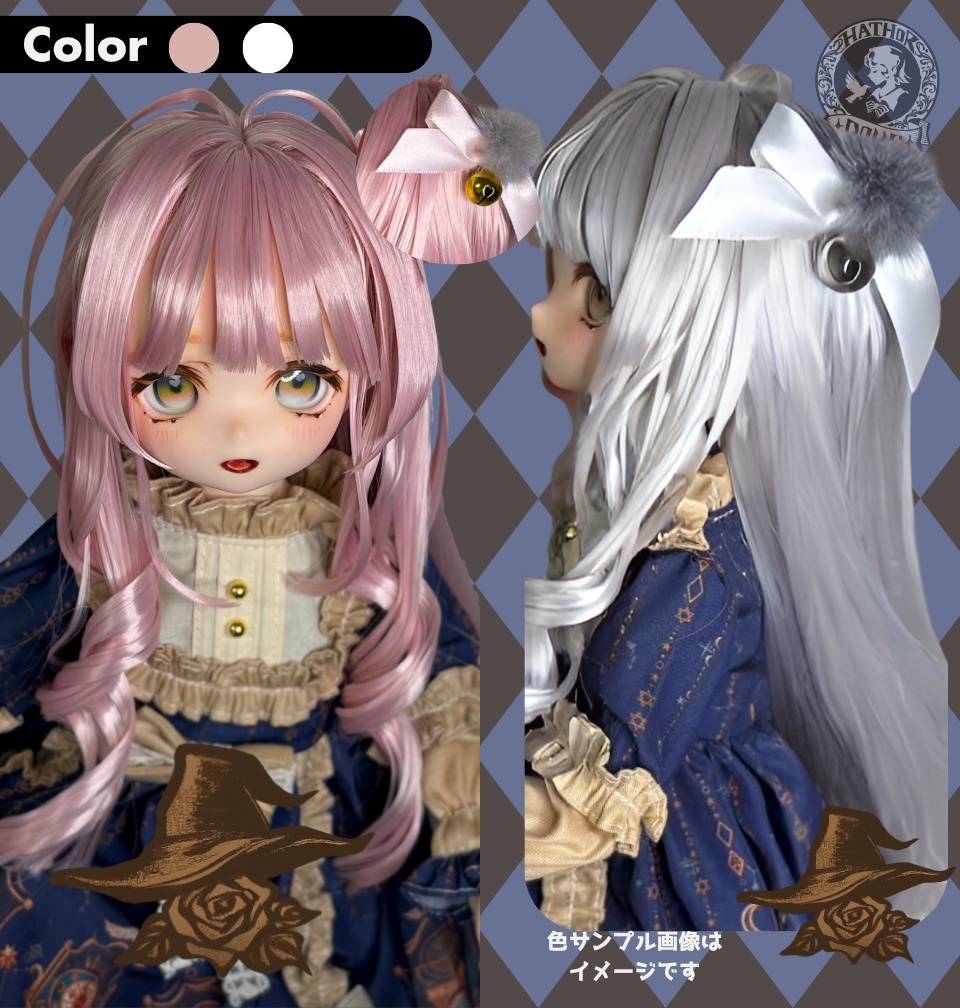 【受注】DDH MDD 1/4 ドールウィッグ ハウドメイド 髪セット済みドールウィッグ 2025年ハロウィン限定デザイン リボン付き