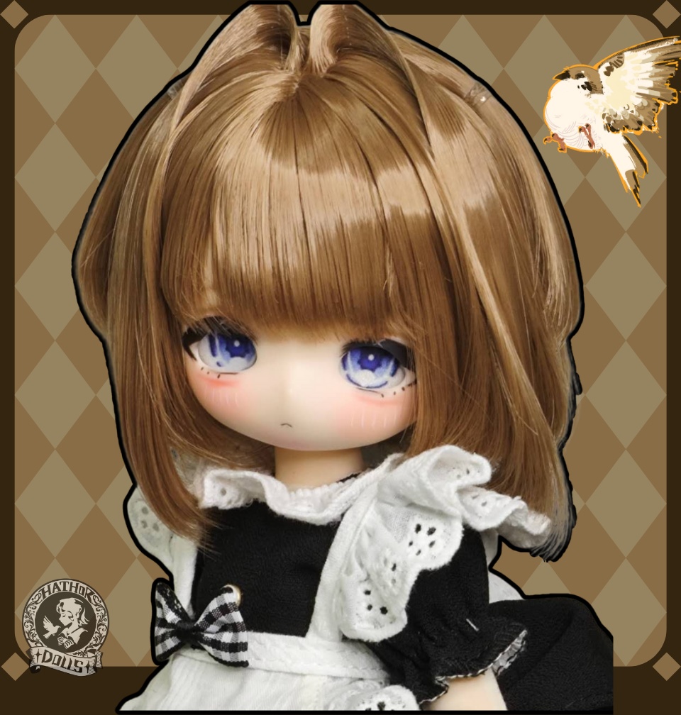 【受注】初回特典付き 8–9 inch 7–8 inch DD MDD MSD ドールウィッグ 「スズメ」ハンドメイド 髪セット済みドールウィッグ 2025年冬季