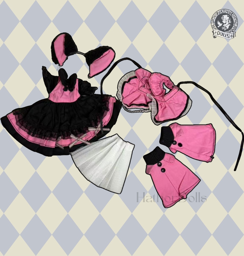 【即納】1/6 MSD BJD ネコメイドゴシック ドール洋服セット ハンドメイド 6点入