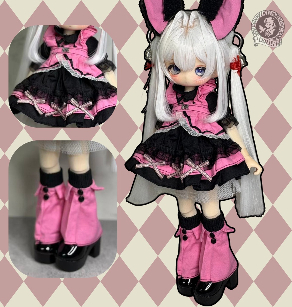 【即納】1/6 MSD BJD ネコメイドゴシック ドール洋服セット ハンドメイド 6点入