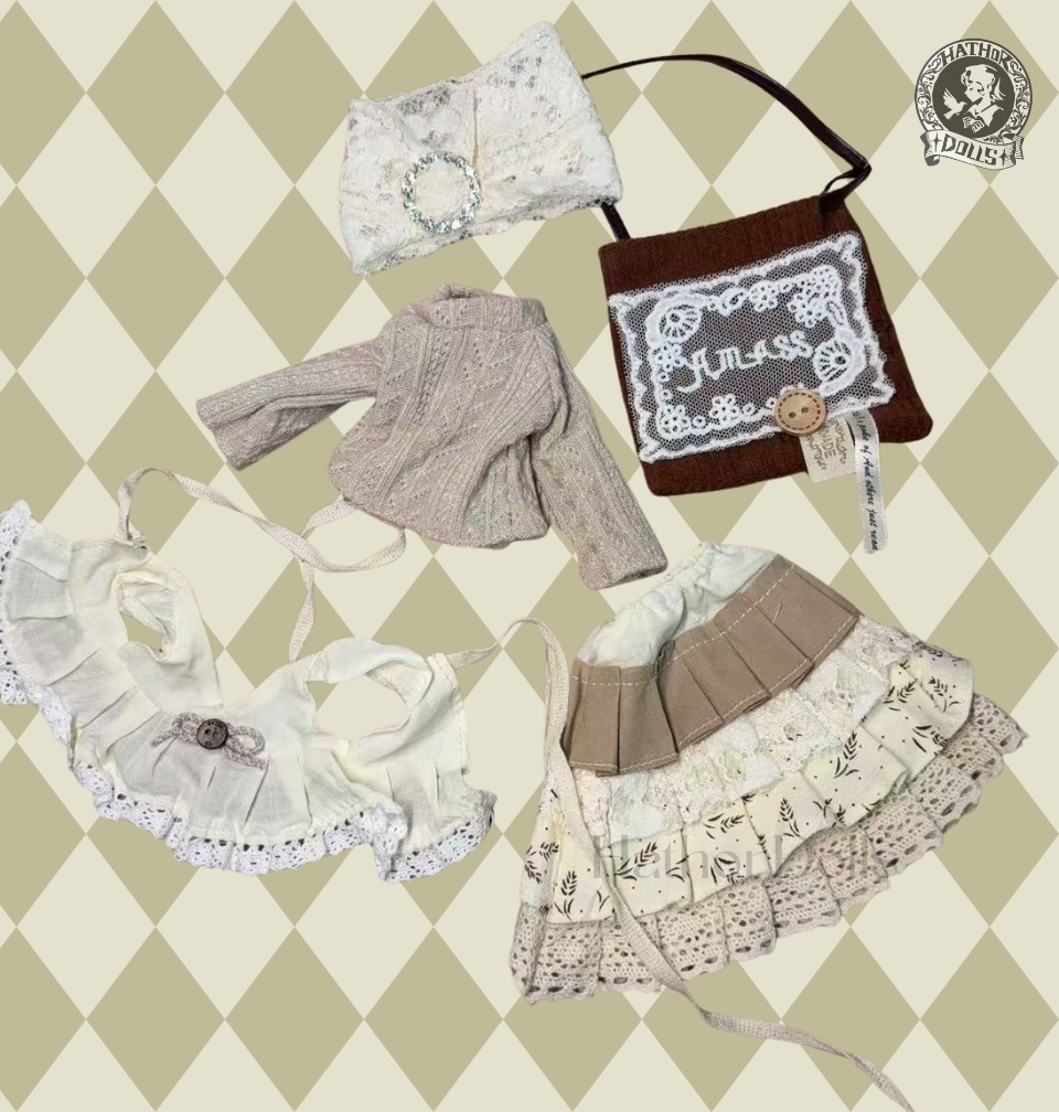 【即納】5点入 MSD BJD 1/6ドール洋服セット ナチュラルモカ 森ガールコーデ/ハンドメイド