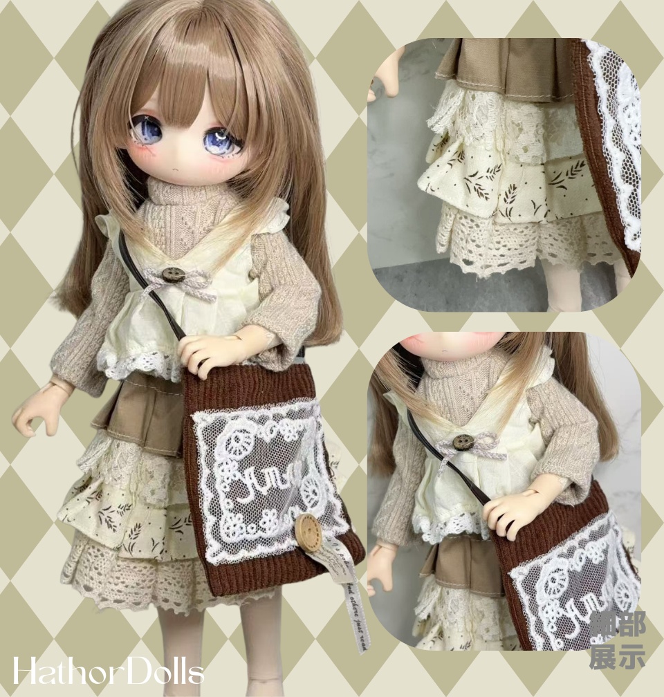 【即納】5点入 MSD BJD 1/6ドール洋服セット ナチュラルモカ 森ガールコーデ/ハンドメイド