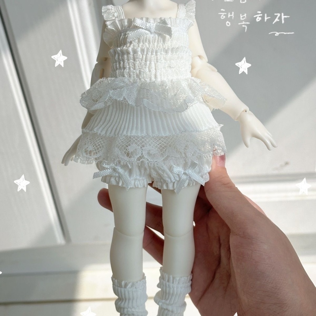 【即納】MSD/1/6 レースキャミ&パンプキンブルマ 3点セット(ホワイト) ハンドメイド