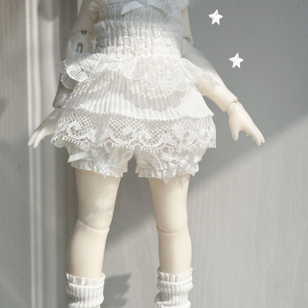 【即納】MSD/1/6 レースキャミ&パンプキンブルマ 3点セット(ホワイト) ハンドメイド