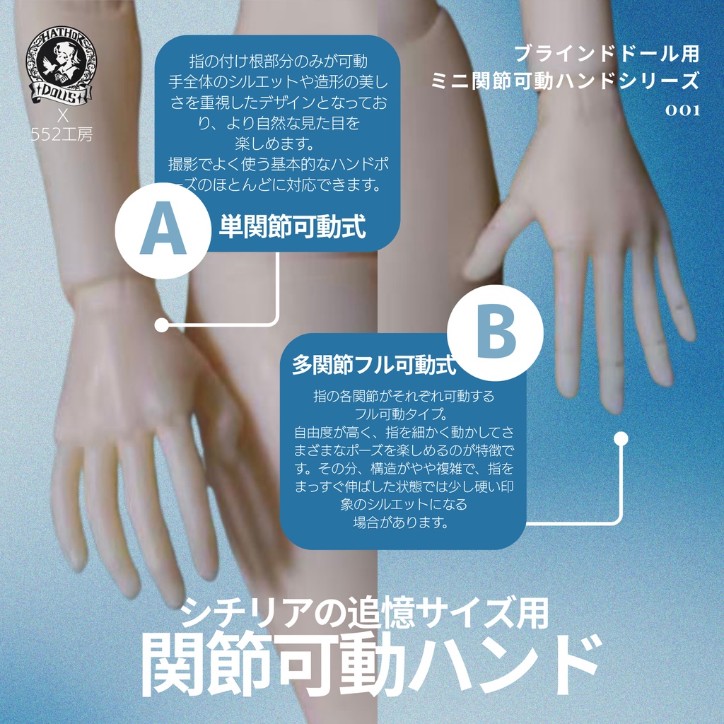 【予約販売】シチリアの追憶 千颂礼宴 関節可動ハンド MJD ハンドパーツ カスタムパーツ 2バージョン展開 セミホワイト