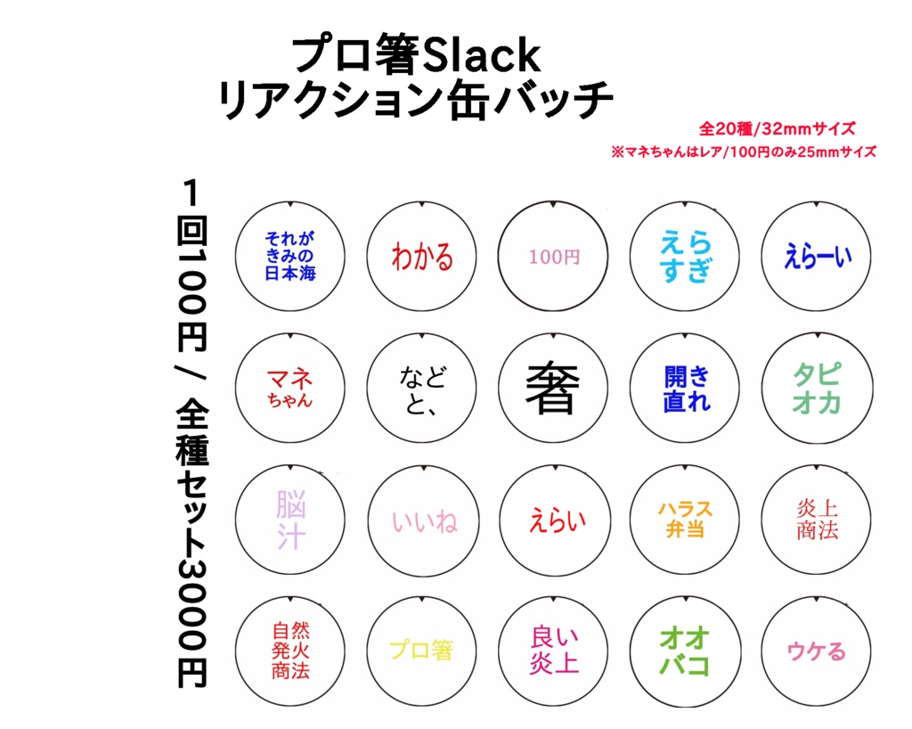 プロ奢slack リアクション缶バッジ Yolyyolyyolyoh Booth