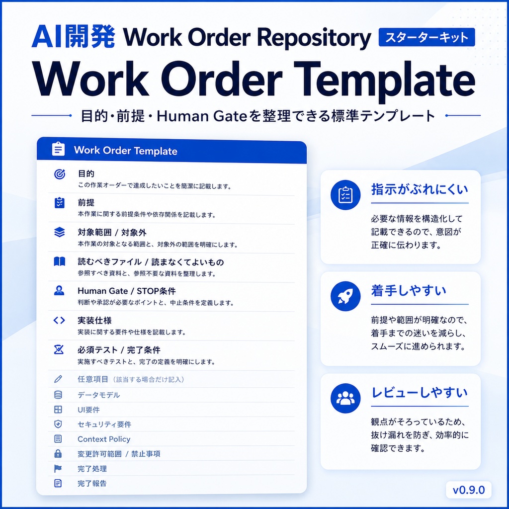 AI開発 Work Order Repository スターターキット