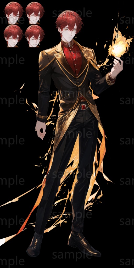 炎の魔法使い♪著作権フリー立ち絵素材【表情・エフェクト差分あり】