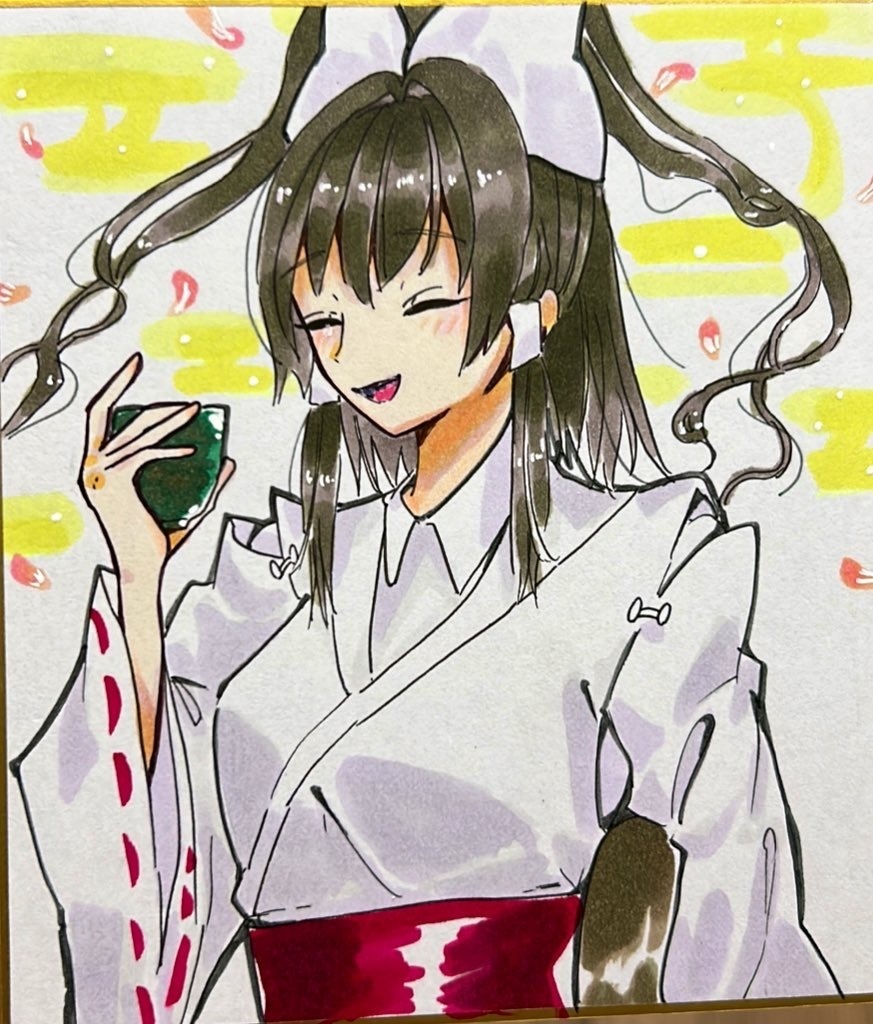 蓬莱少女繪幻想 5人の巫女さん イラスト 色紙