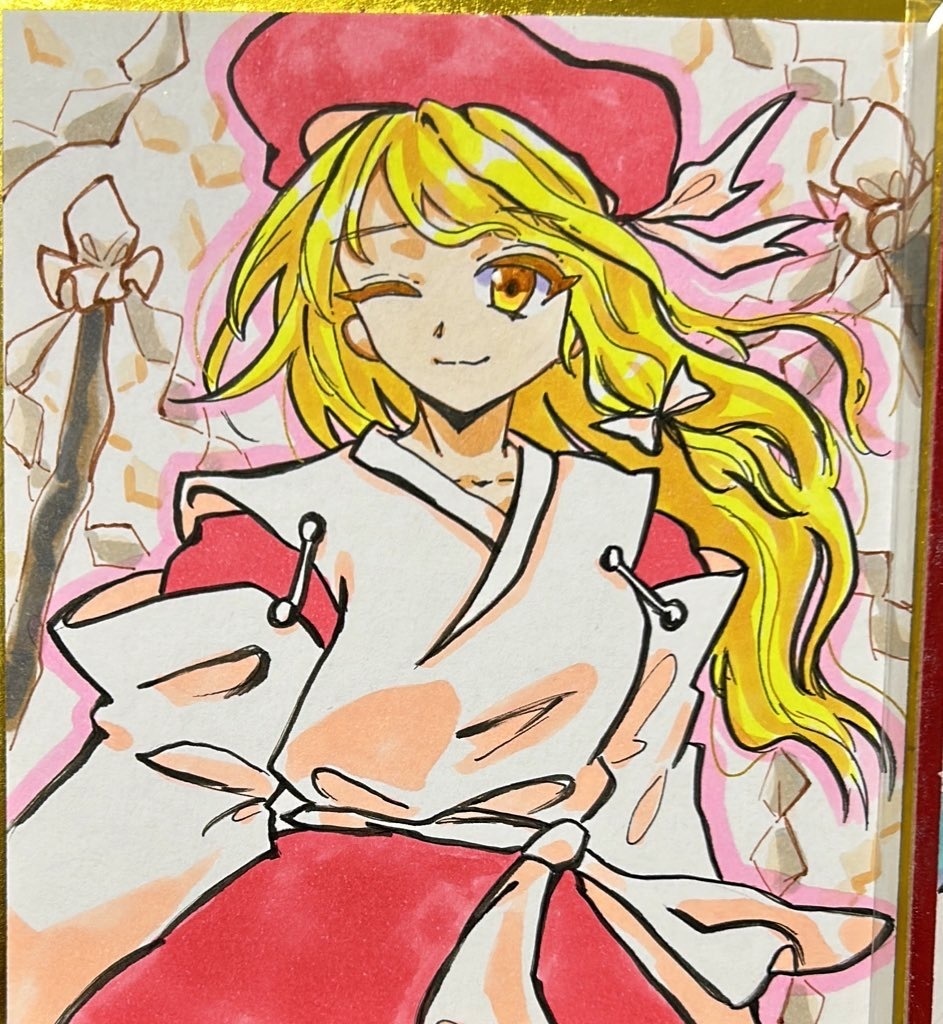 蓬莱少女繪幻想 5人の巫女さん イラスト 色紙