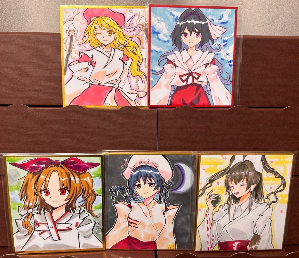 蓬莱少女繪幻想 5人の巫女さん イラスト 色紙