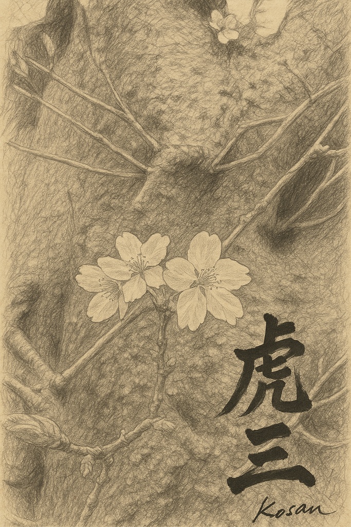 桜刻 − 虎三墨彩アート