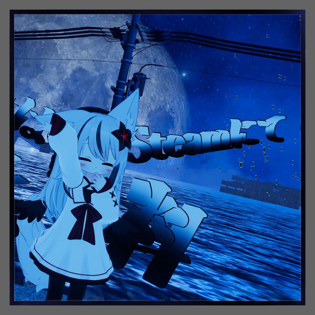 【VRChat想定】「VRChatはSteamにて無料」羽 【3Dモデル】