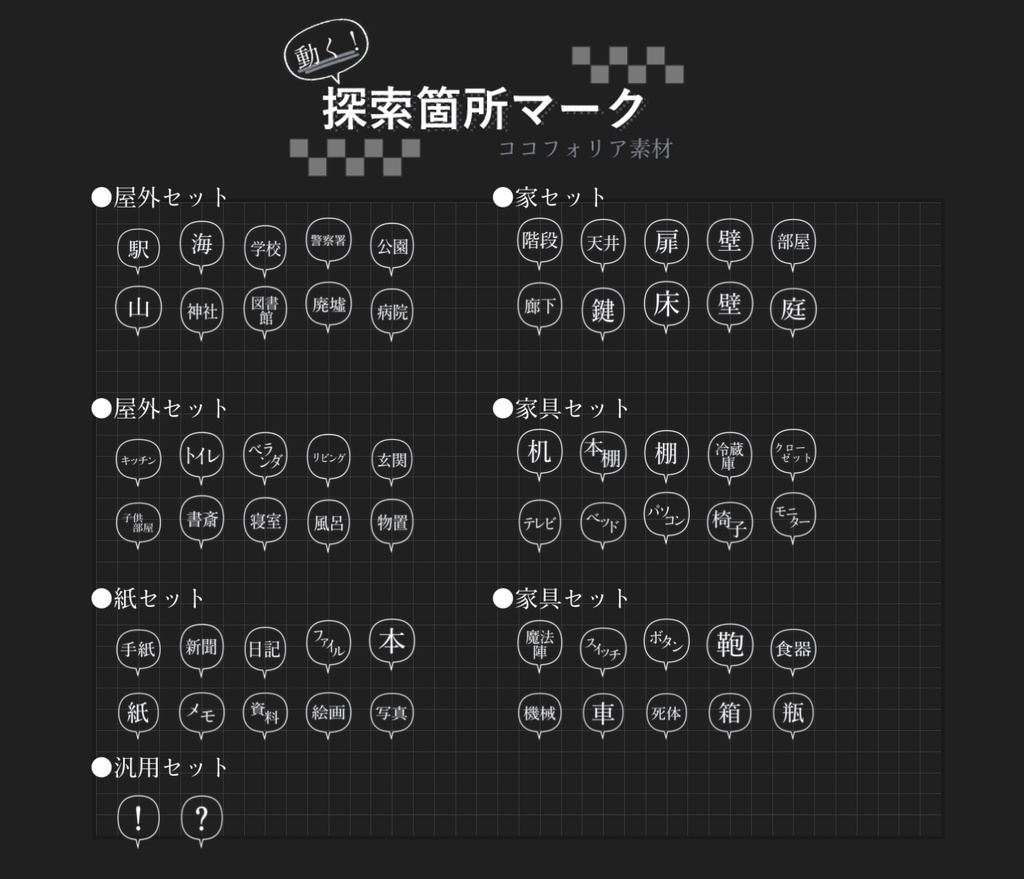 【無償/有償】動く！ココフォリア素材❡探索箇所マーク
