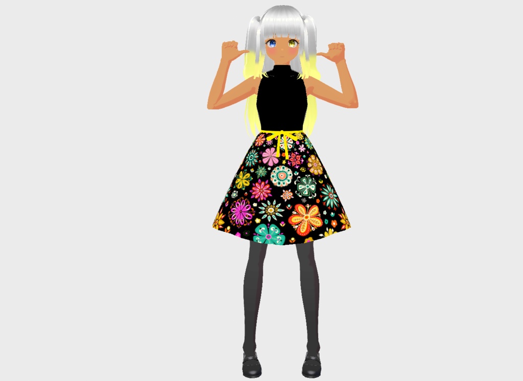 [Vroid] Black Flower Dress