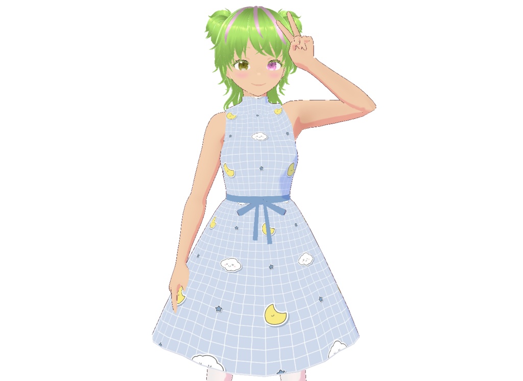 [Vroid] Blue Clouds and Moons Dress