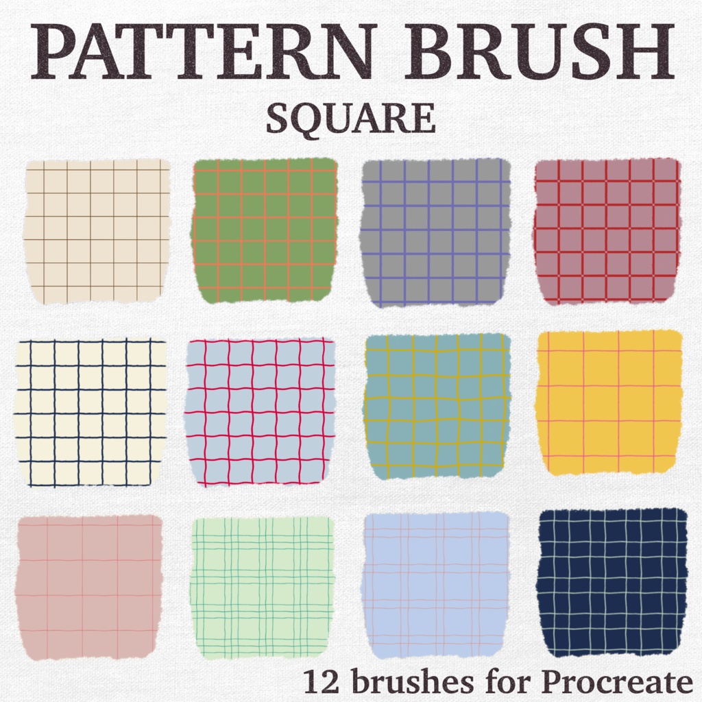 《Procreate》パターンブラシ スクエア 12本セット Pattern brush Square 