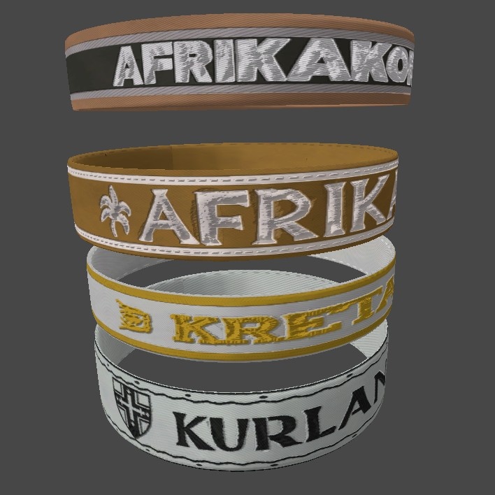 【VRC想定】ドイツ軍従軍カフタイトル 4種セット（クレタ・アフリカ・アフリカコップス・クールラント）