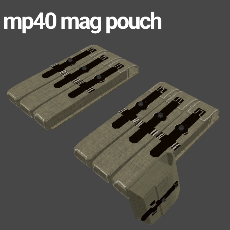 【3Dモデル】MP40 マガジンポーチ (左右セット)