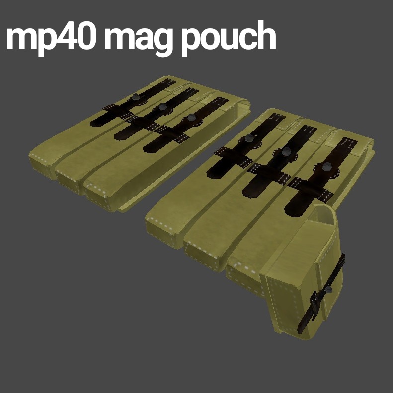 【3Dモデル】MP40 マガジンポーチ (左右セット) 