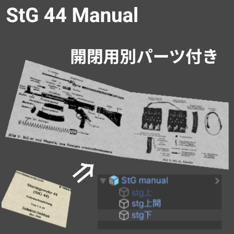 【VRChat想定】StG44用 マガジンポーチ & 取扱説明書(マニュアル)3Dモデル