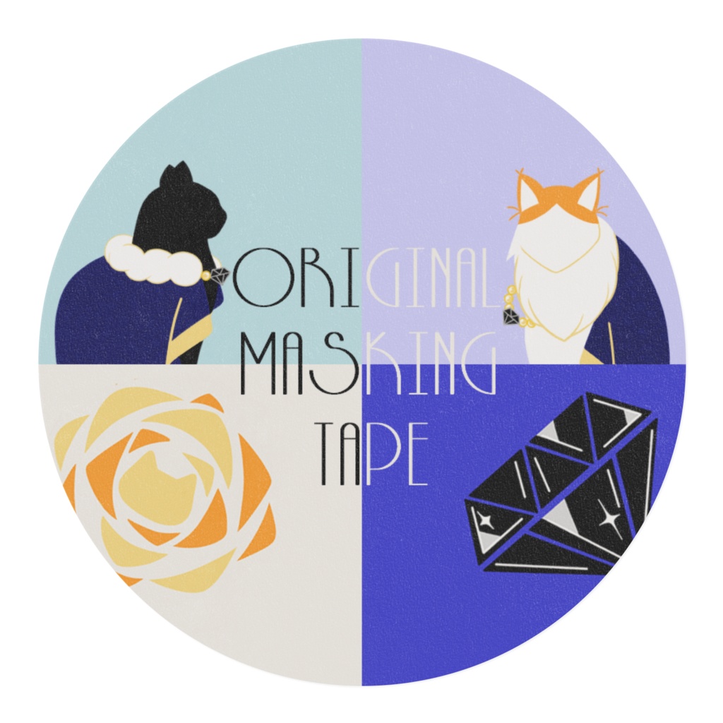 【マスキングテープ】モチーフ大集合【猫・ダイヤ・バラ/ テープ幅 20mm/オリジナル】