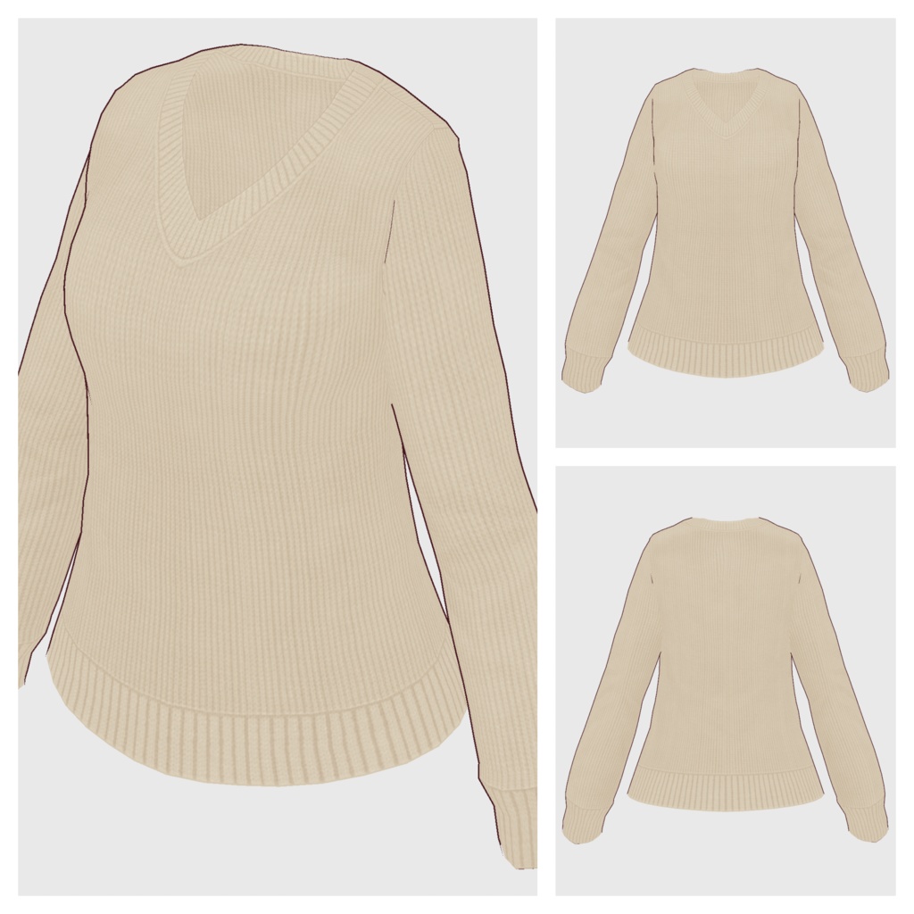 【#VRoid】Vネックセーター【#vroidcustomitem】