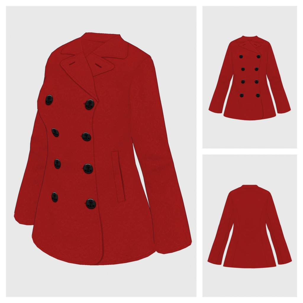 【#VRoid】ピーコート / フェルトタイトスカート(リニューアル版)【#vroidcustomitem】