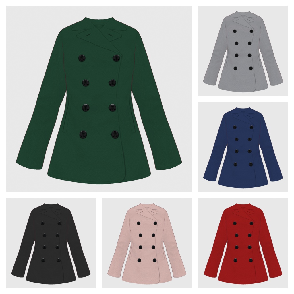 【#VRoid】ピーコート / フェルトタイトスカート(リニューアル版)【#vroidcustomitem】