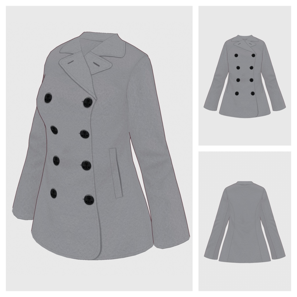 【#VRoid】ピーコート / フェルトタイトスカート(リニューアル版)【#vroidcustomitem】