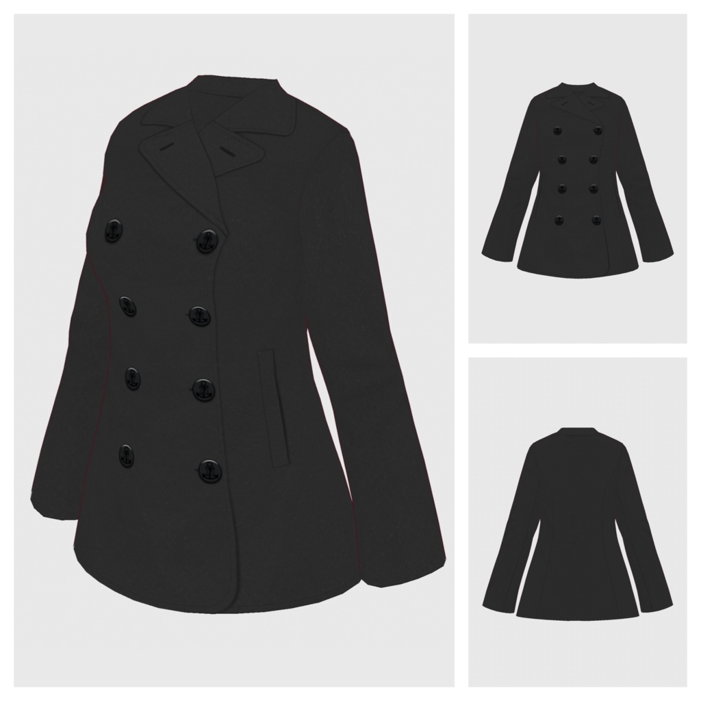 【#VRoid】ピーコート / フェルトタイトスカート(リニューアル版)【#vroidcustomitem】