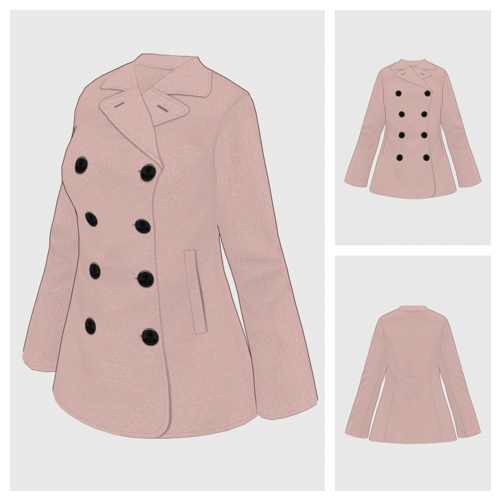 【#VRoid】ピーコート / フェルトタイトスカート(リニューアル版)【#vroidcustomitem】