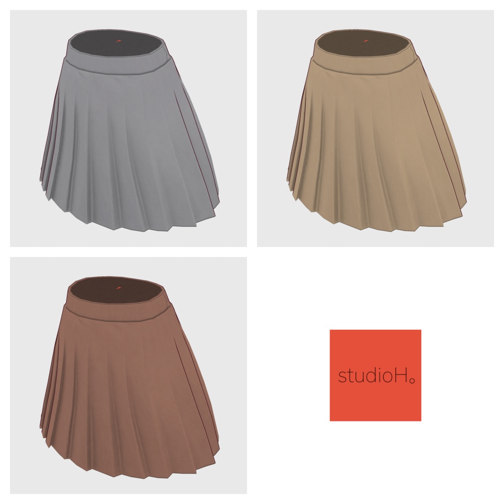 【#VRoid】プリーツスカート(ライトカラーver,)