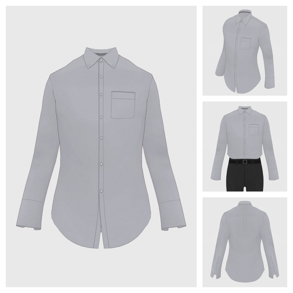 【#VRoid】ワイシャツ(リニューアル版) / ニットタイ&タイピン(men's)【#vroidcustomitem】