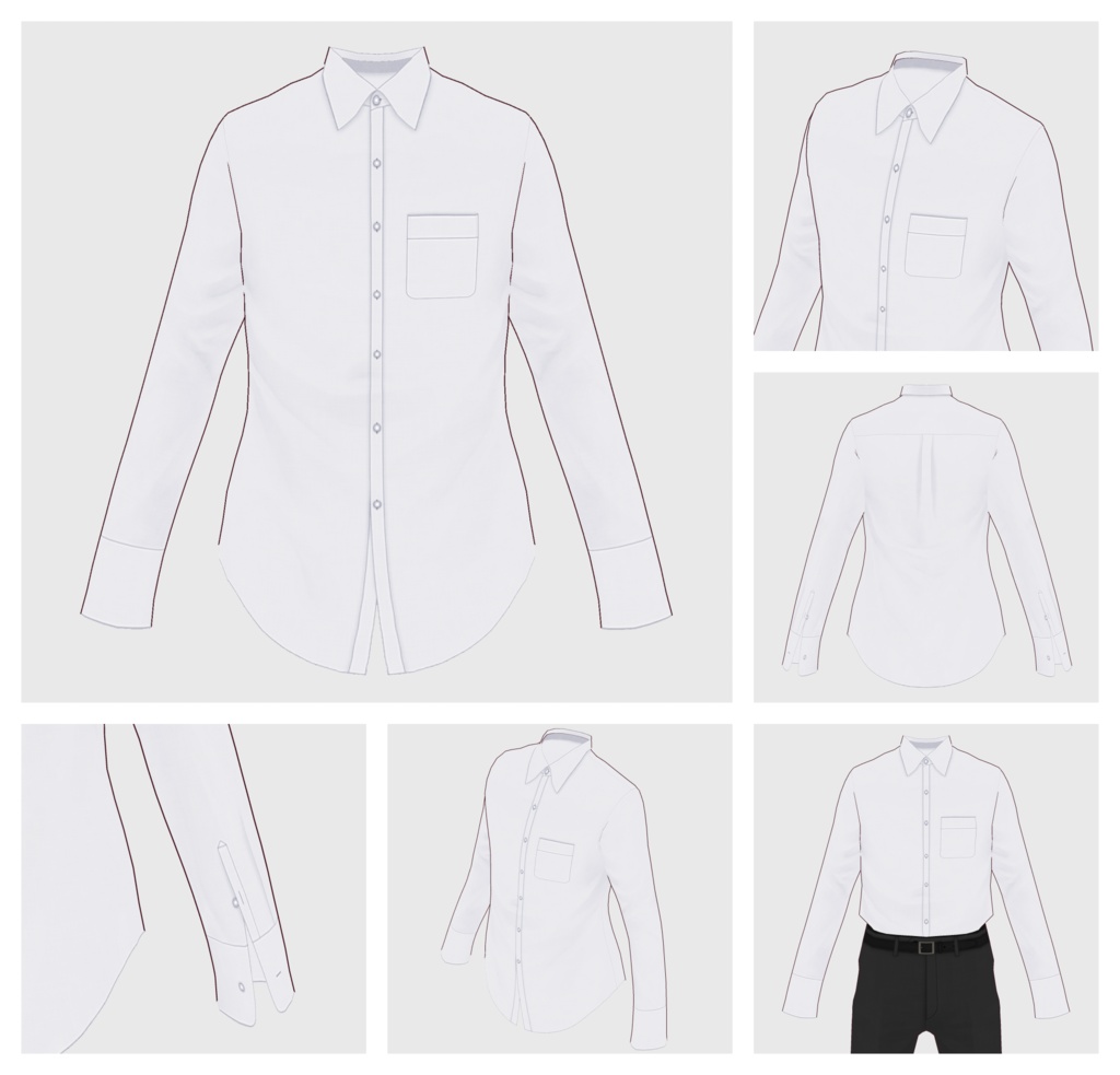 【#VRoid】ワイシャツ / ニットタイ&タイピン(men's)【#vroidcustomitem】