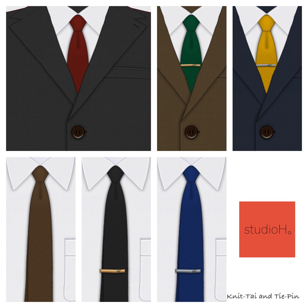 【#VRoid】ワイシャツ / ニットタイ&タイピン(men's)【#vroidcustomitem】