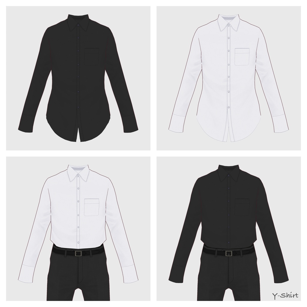 【#VRoid】ワイシャツ / ニットタイ&タイピン（men's）【#vroidcustomitem】