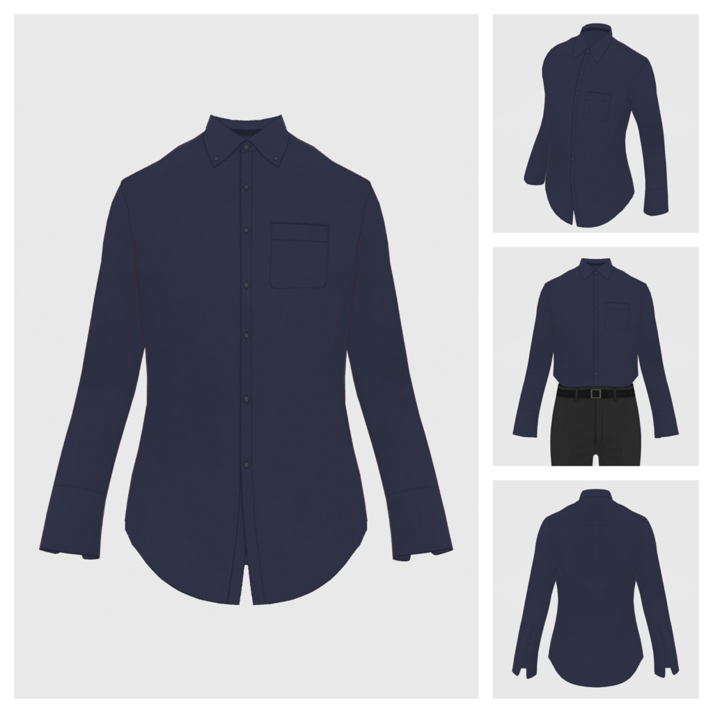 【#VRoid】ワイシャツ(リニューアル版) / ニットタイ&タイピン(men's)【#vroidcustomitem】