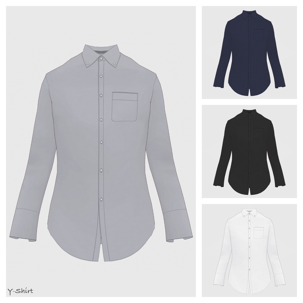 【#VRoid】ワイシャツ（リニューアル版） / ニットタイ&タイピン（men's）【#vroidcustomitem】