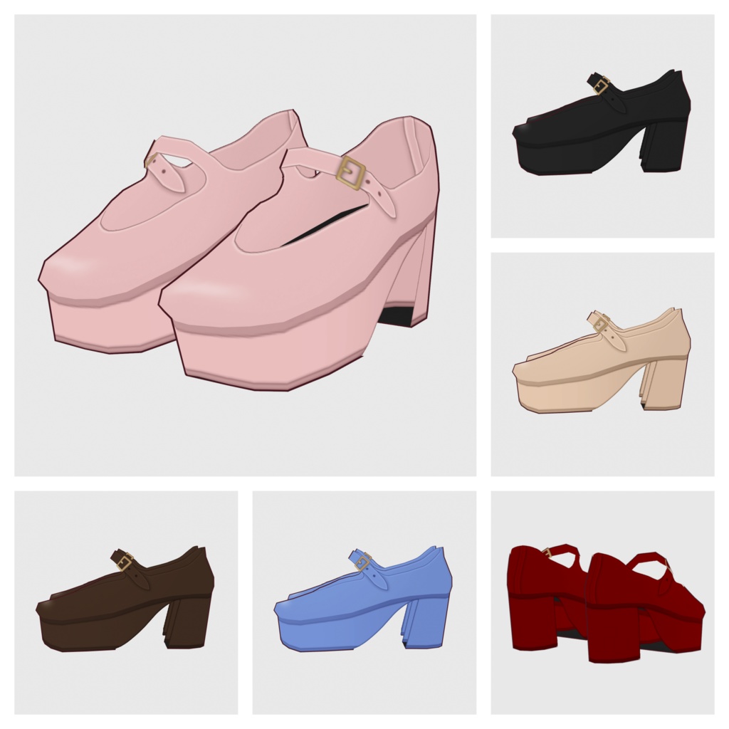 【#VRoid】チャンキーヒールパンプス【#vroidcustomitem】