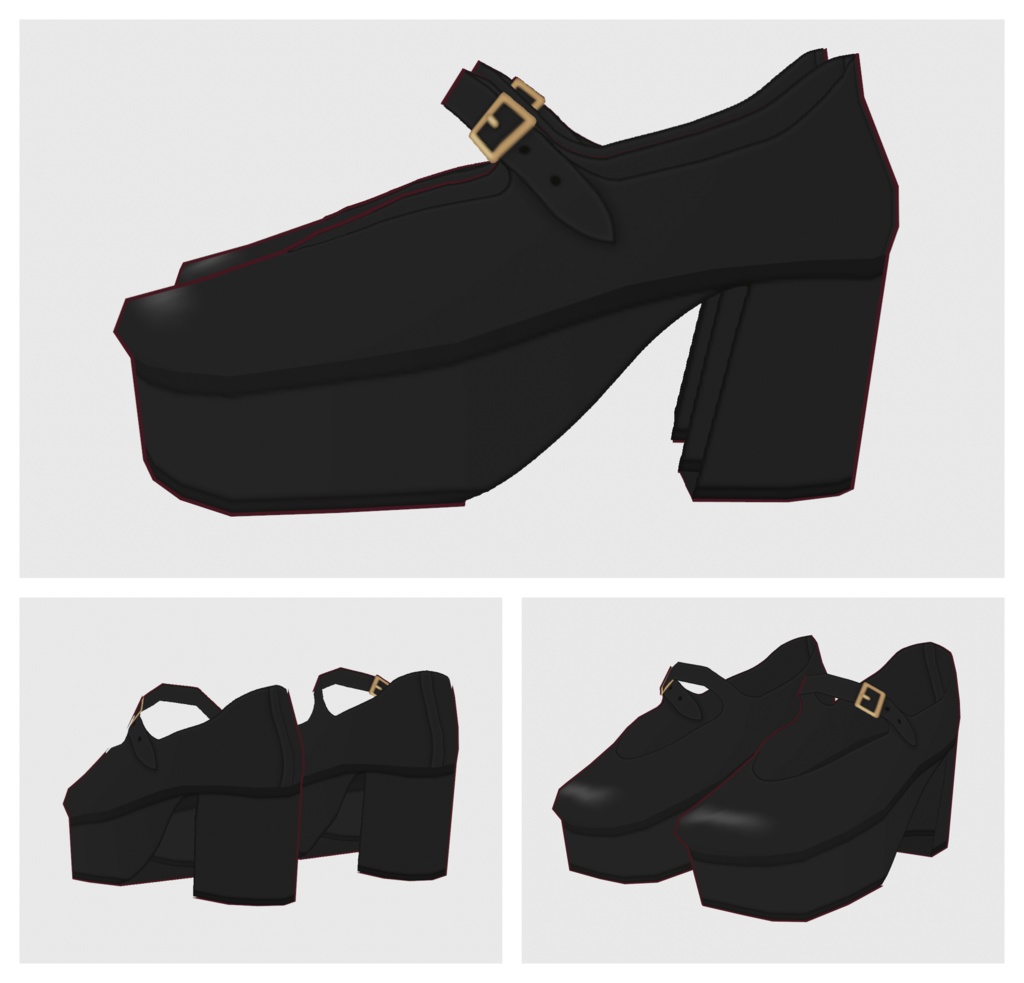 【#VRoid】チャンキーヒールパンプス【#vroidcustomitem】