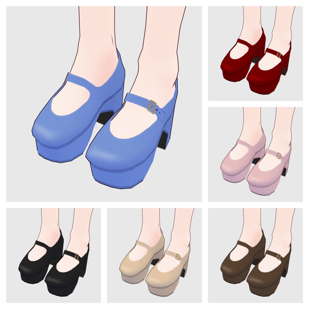 【#VRoid】チャンキーヒールパンプス【#vroidcustomitem】