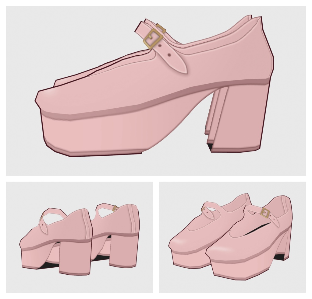 【#VRoid】チャンキーヒールパンプス【#vroidcustomitem】