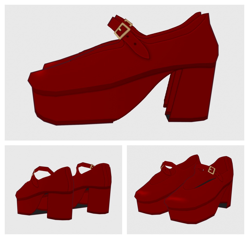 【#VRoid】チャンキーヒールパンプス【#vroidcustomitem】