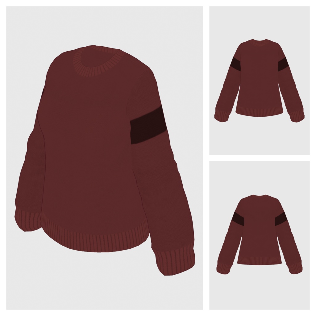 【#VRoid】クルーネックセーター(リニューアル版)【#vroidcustomitem】