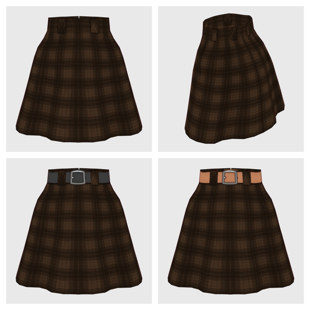 【#VRoid】ベルト付きチェックスカート【#vroidcustomitem】