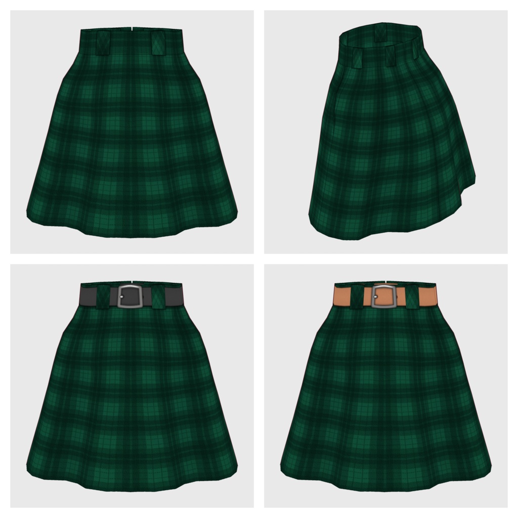 【#VRoid】ベルト付きチェックスカート【#vroidcustomitem】