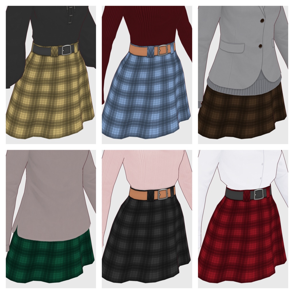 【#VRoid】ベルト付きチェックスカート【#vroidcustomitem】