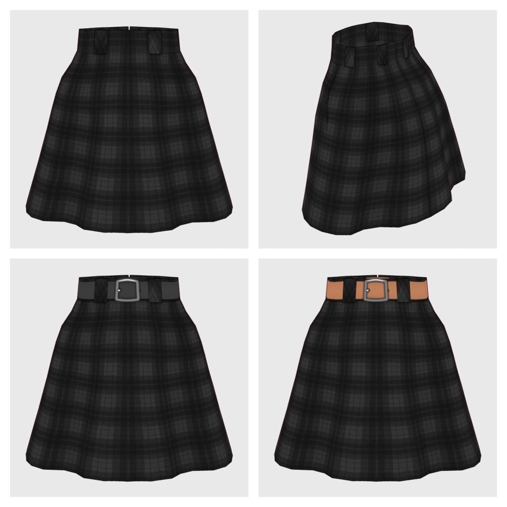 【#VRoid】ベルト付きチェックスカート【#vroidcustomitem】