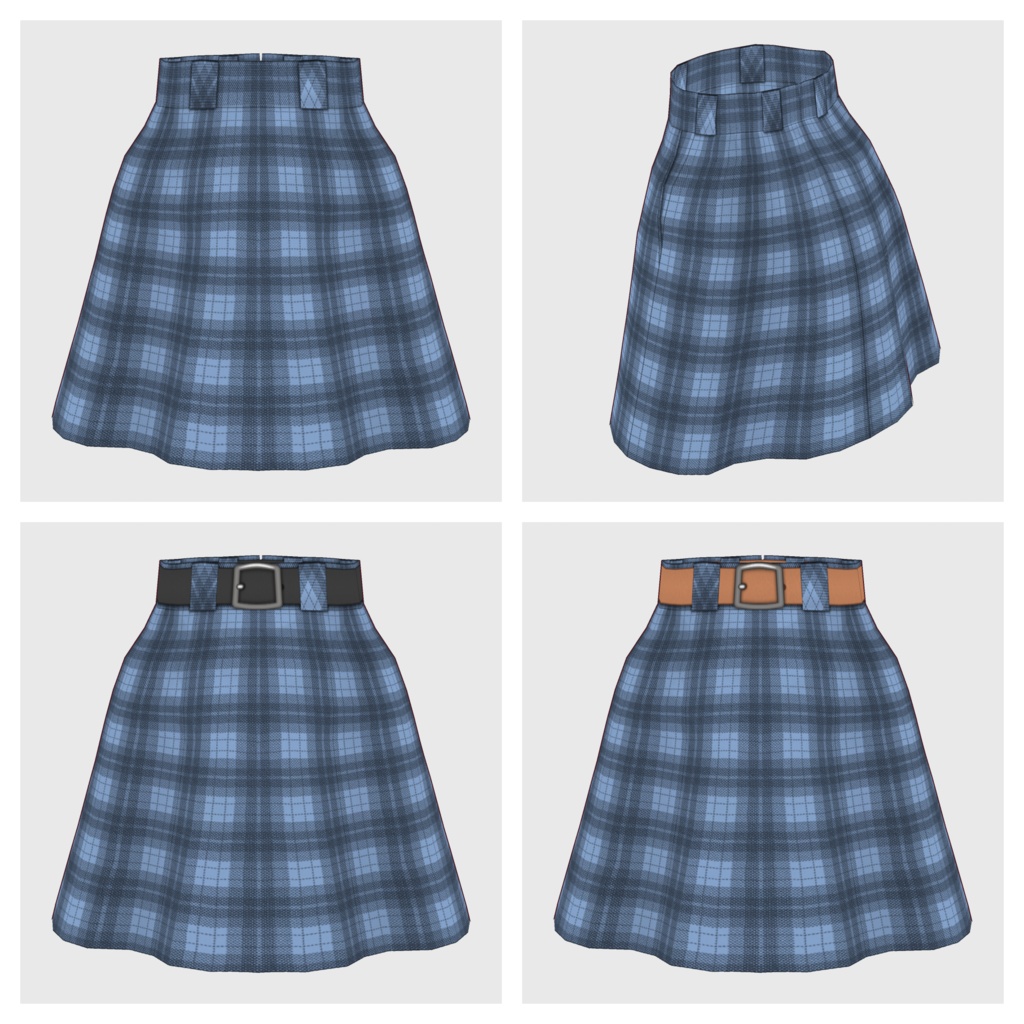 【#VRoid】ベルト付きチェックスカート【#vroidcustomitem】